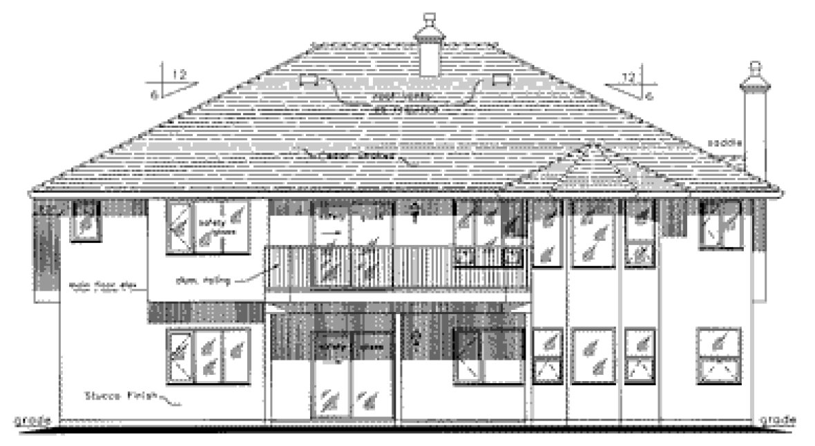 Rear Elevation for House Plan #130139