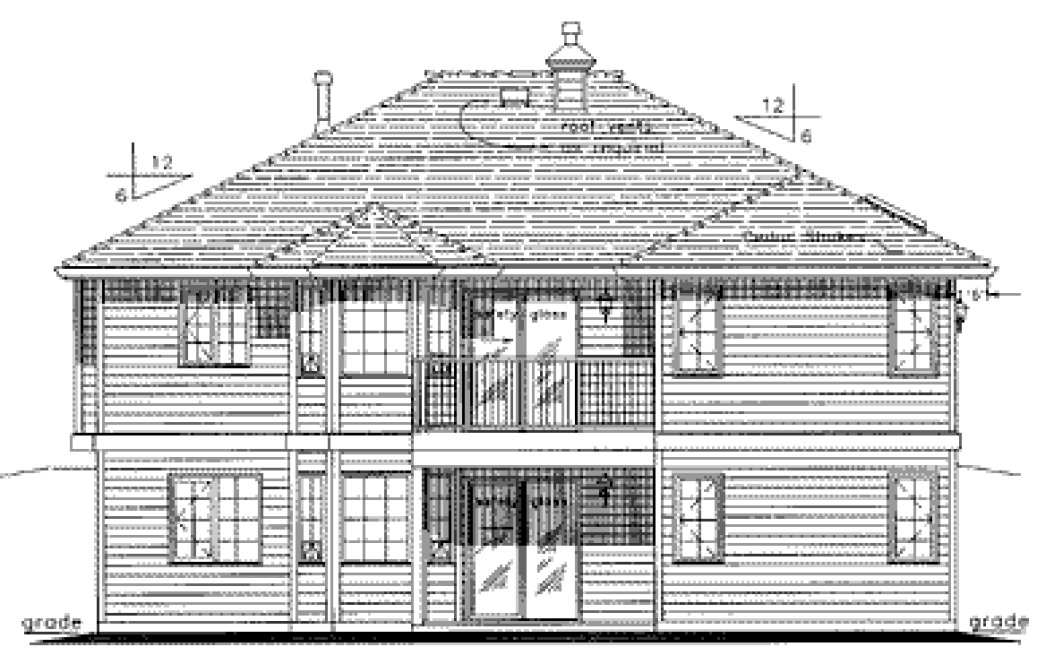 Rear Elevation for House Plan #134239