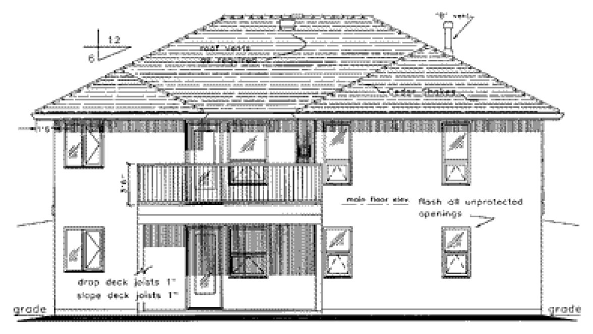 Rear Elevation for House Plan #139239