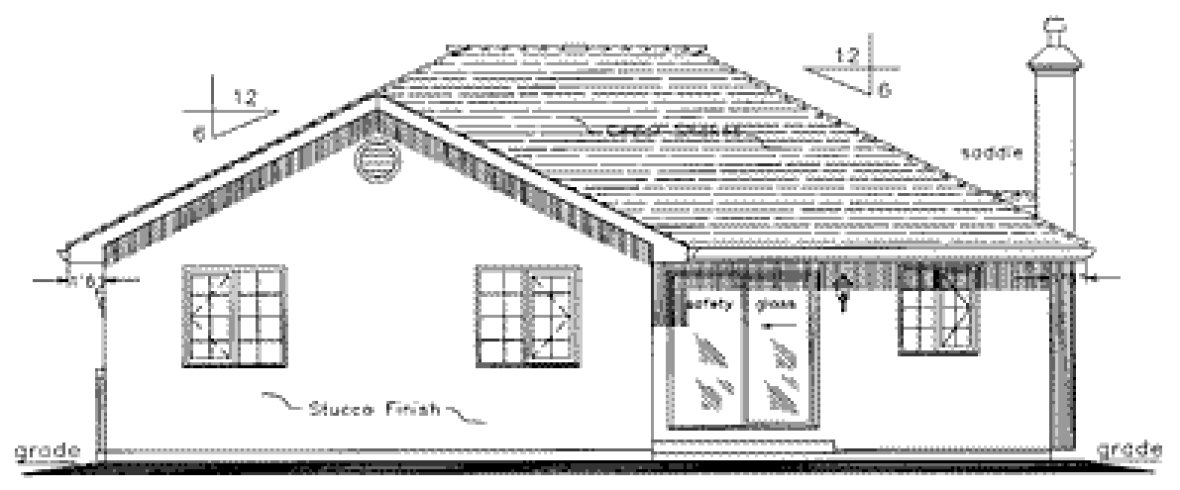 Rear Elevation for House Plan #130439