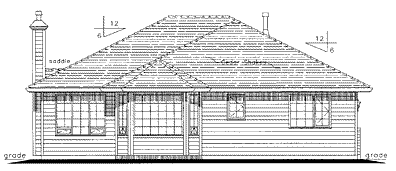 Rear Elevation for House Plan #134439