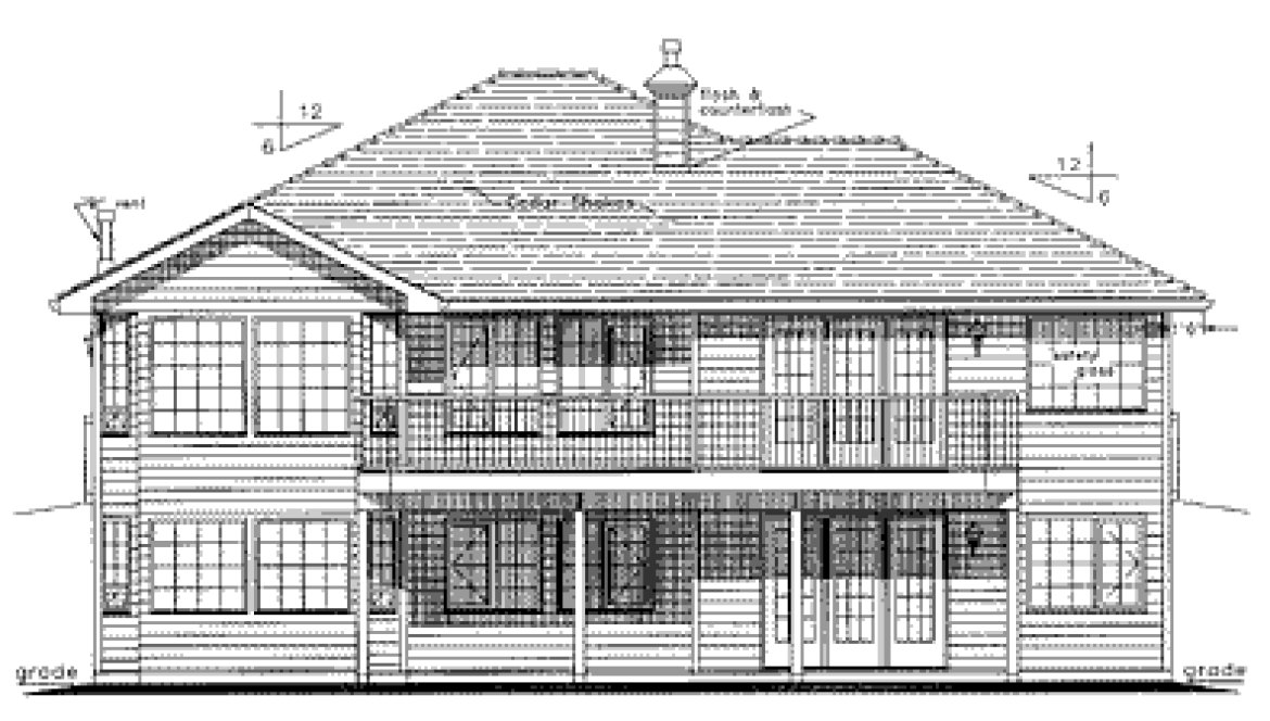 Rear Elevation for House Plan #130049
