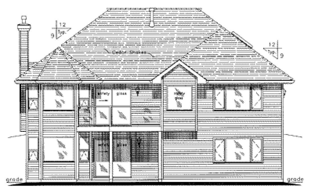 Rear Elevation for House Plan #136359