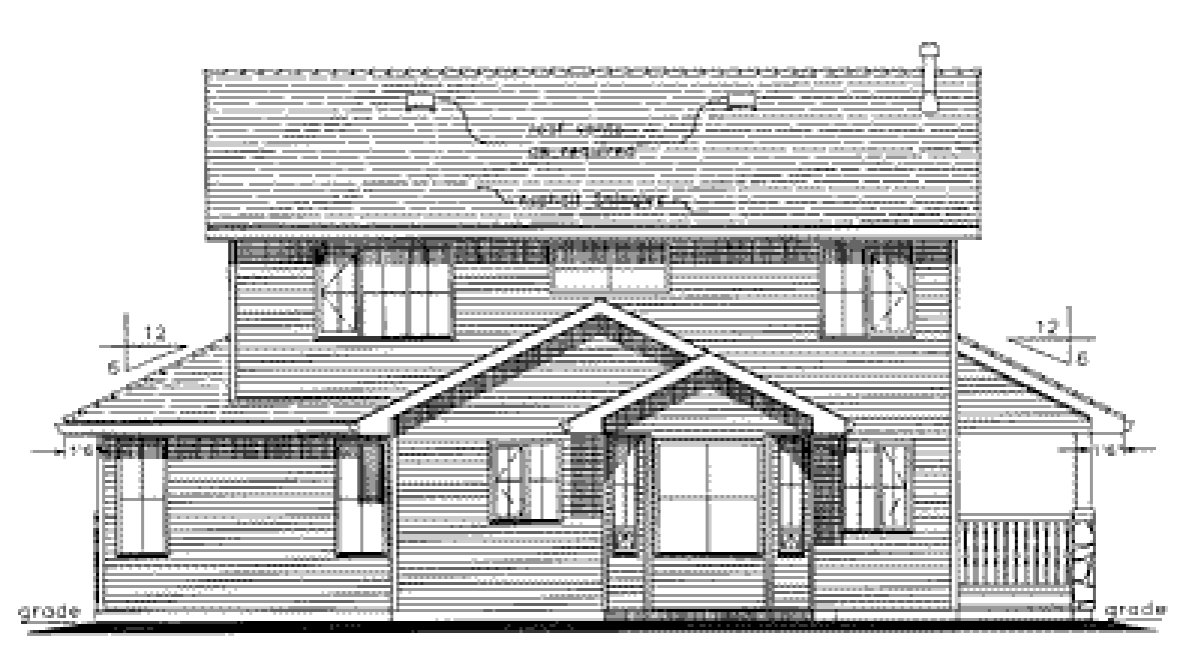 Rear Elevation for House Plan #133044