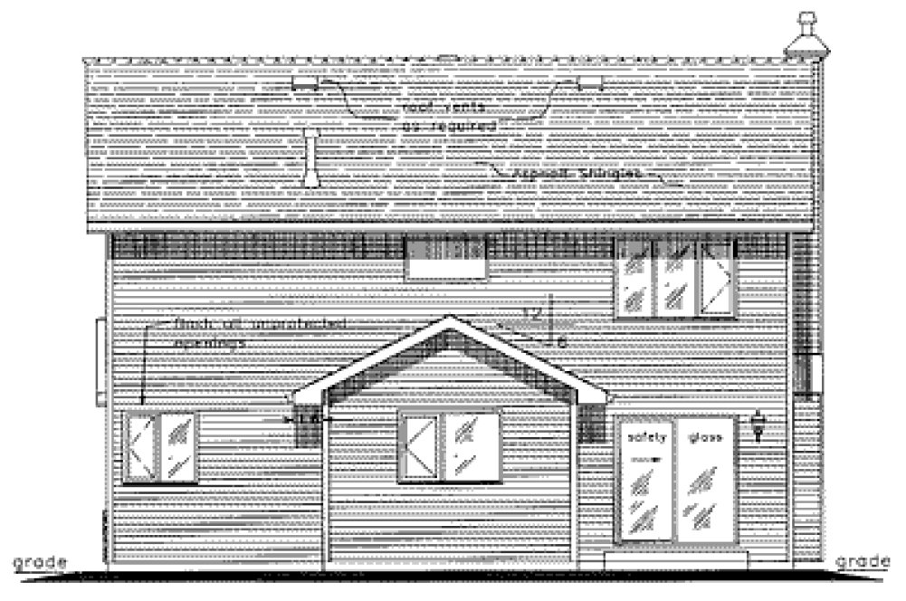 Rear Elevation for House Plan #137044