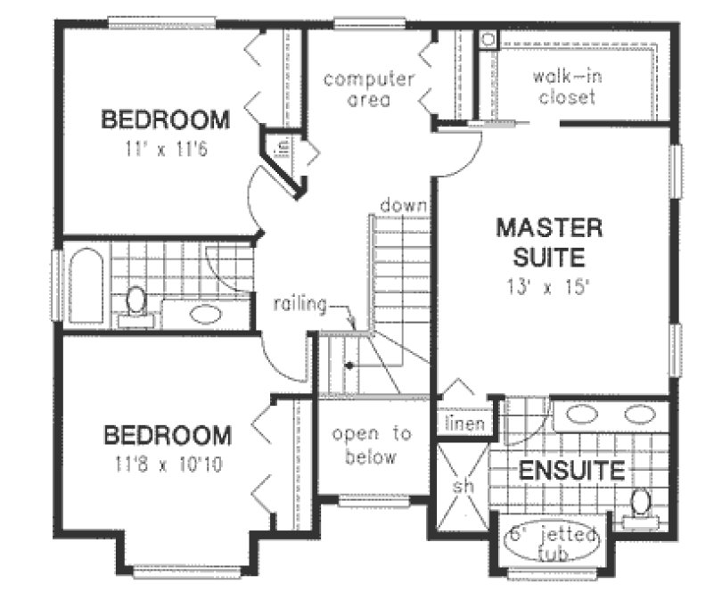 Second Floor Plan for House Plan #137044