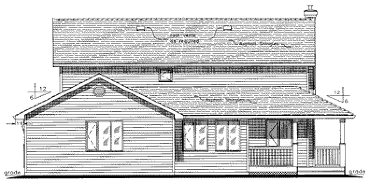 Rear Elevation for House Plan #130644