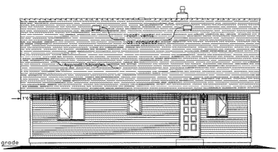Rear Elevation for House Plan #137244