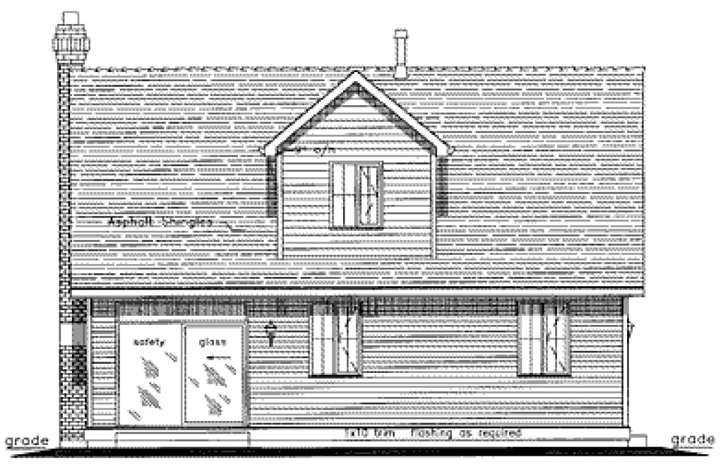 Rear Elevation for House Plan #138044