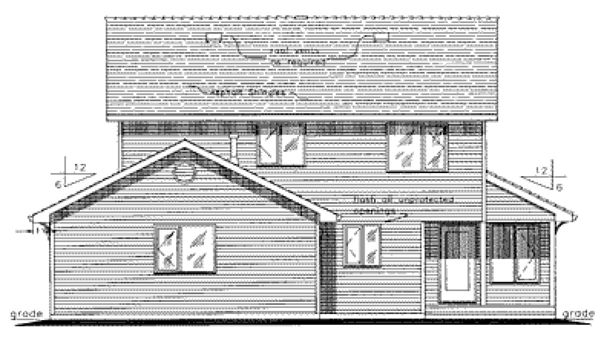 Rear Elevation for House Plan #131144