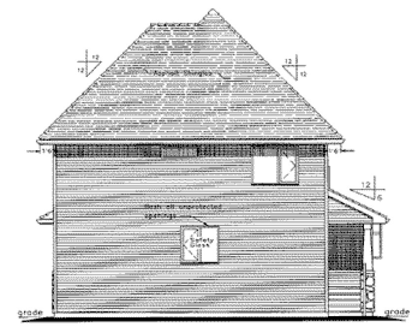 Rear Elevation for House Plan #134144