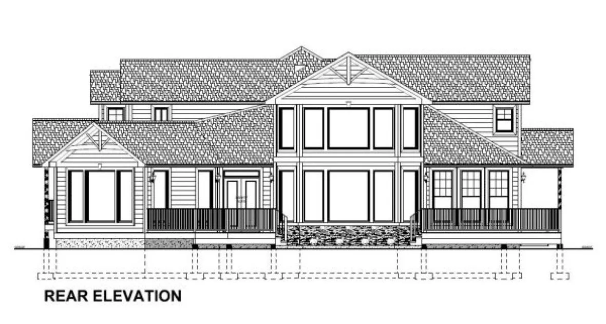 Rear Elevation for House Plan #195144