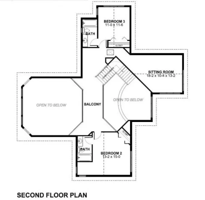Second Floor Plan for House Plan #195144