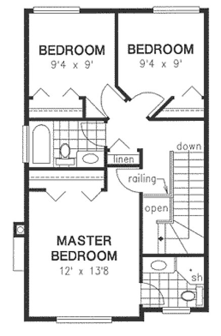 Second Floor Plan for House Plan #135144