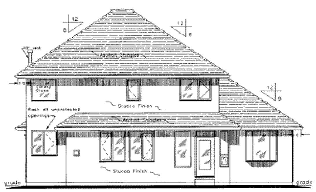 Rear Elevation for House Plan #131244