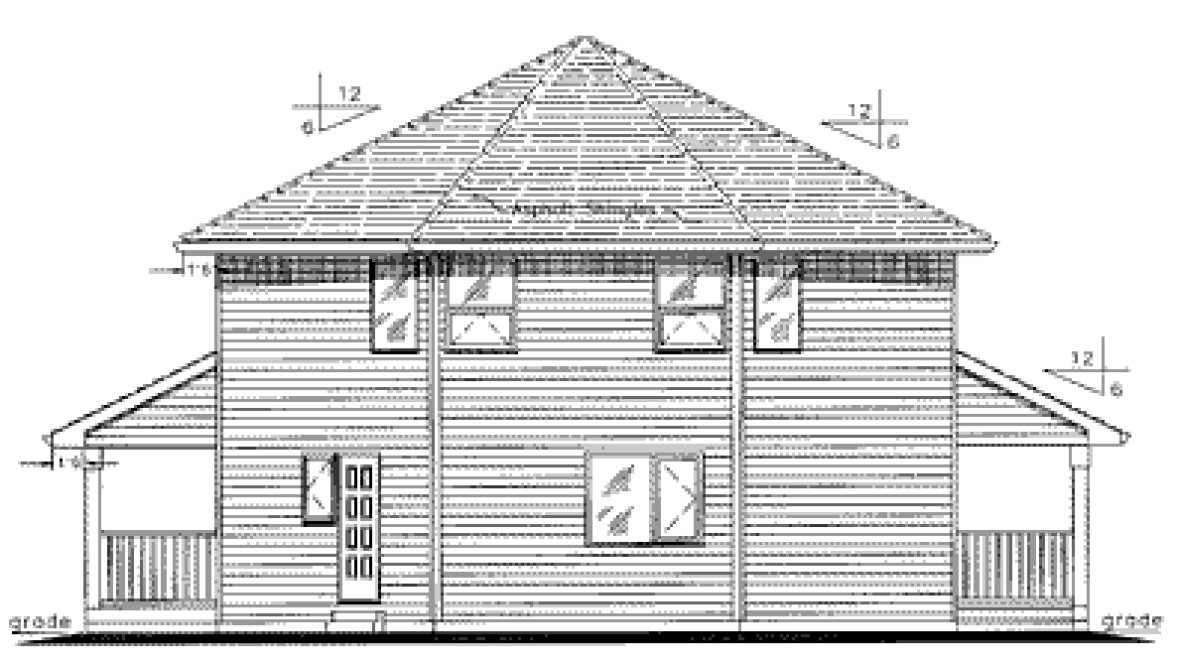 Rear Elevation for House Plan #139244