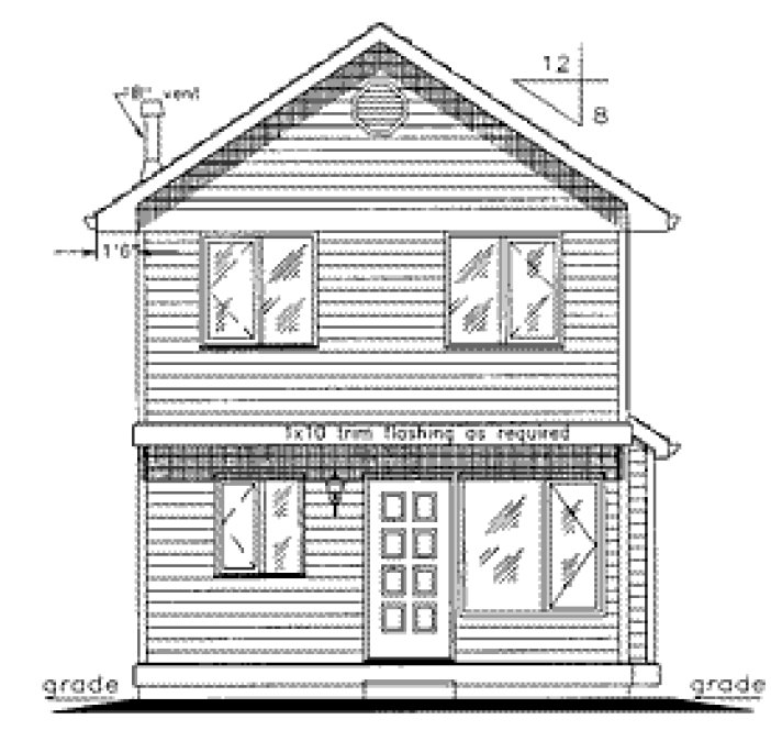 Rear Elevation for House Plan #130544