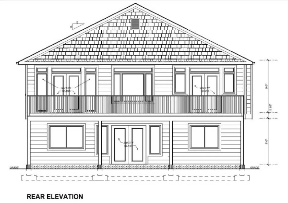 Rear Elevation for House Plan #195140