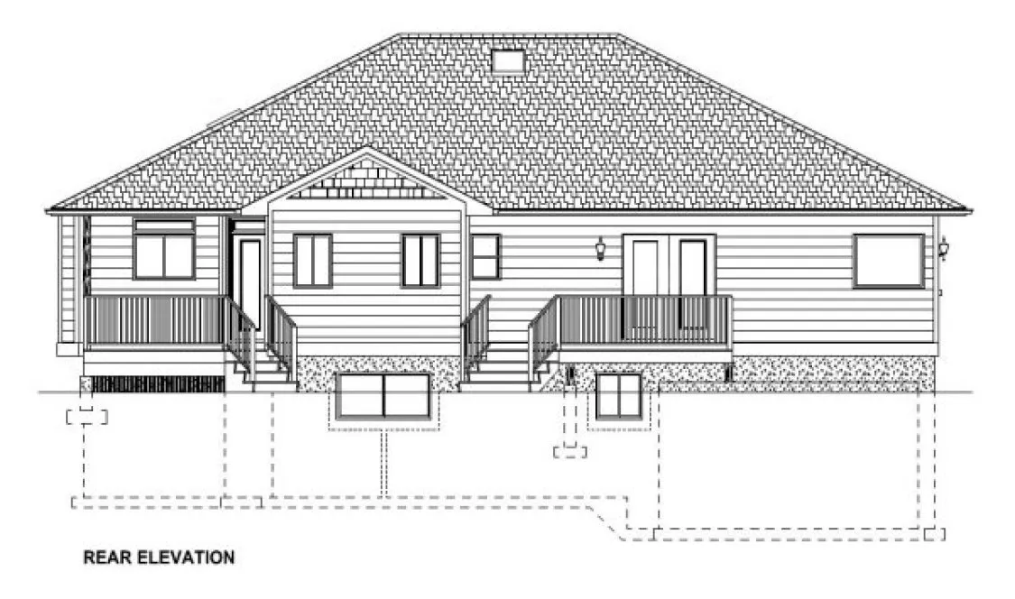Rear Elevation for House Plan #195149