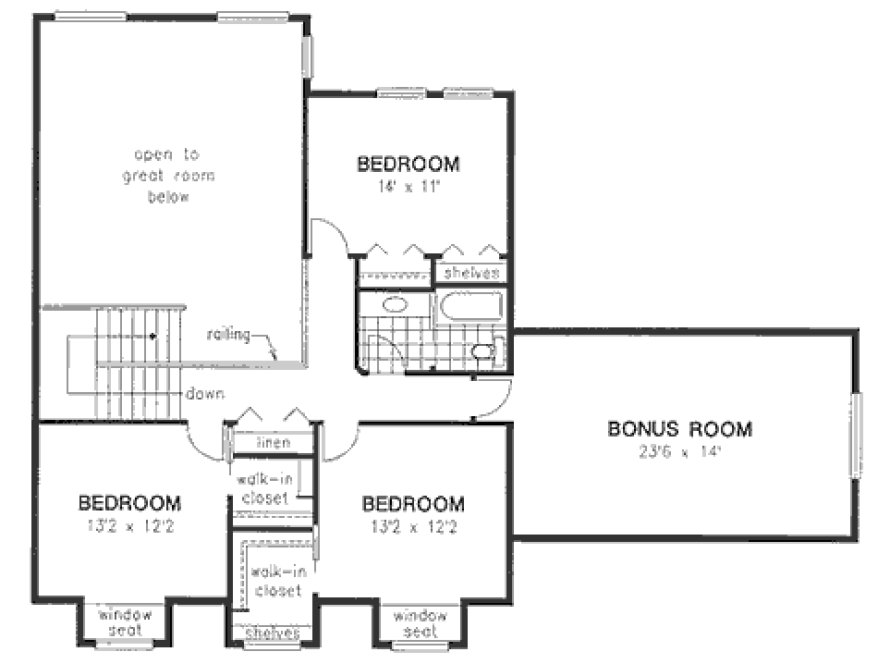 Second Floor Plan for House Plan #134544