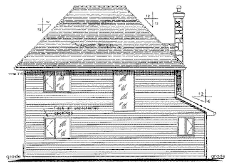 Rear Elevation for House Plan #138054