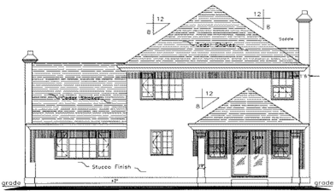 Rear Elevation for House Plan #137409