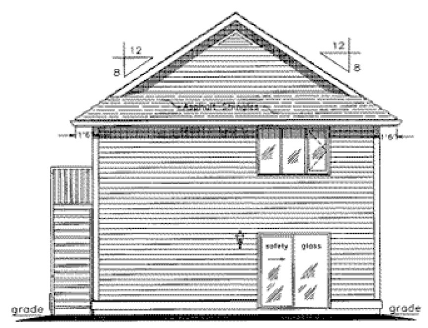 Rear Elevation for House Plan #131154