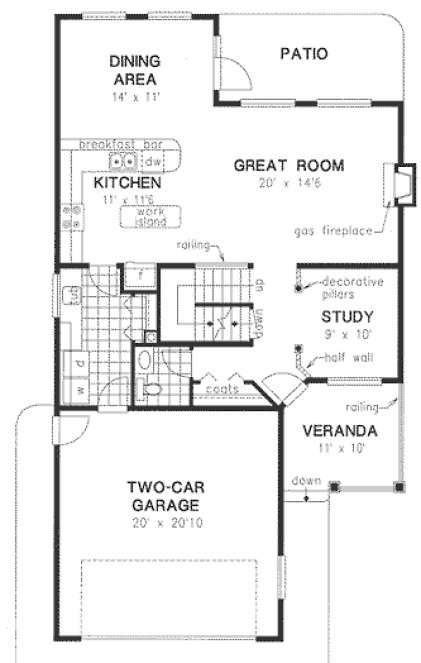 Main Floor Plan for House Plan #135154