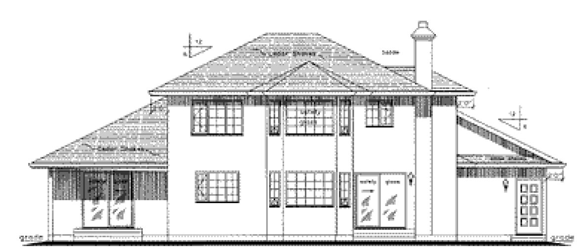 Rear Elevation for House Plan #135498