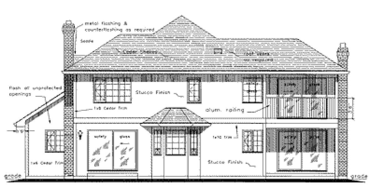 Rear Elevation for House Plan #134598