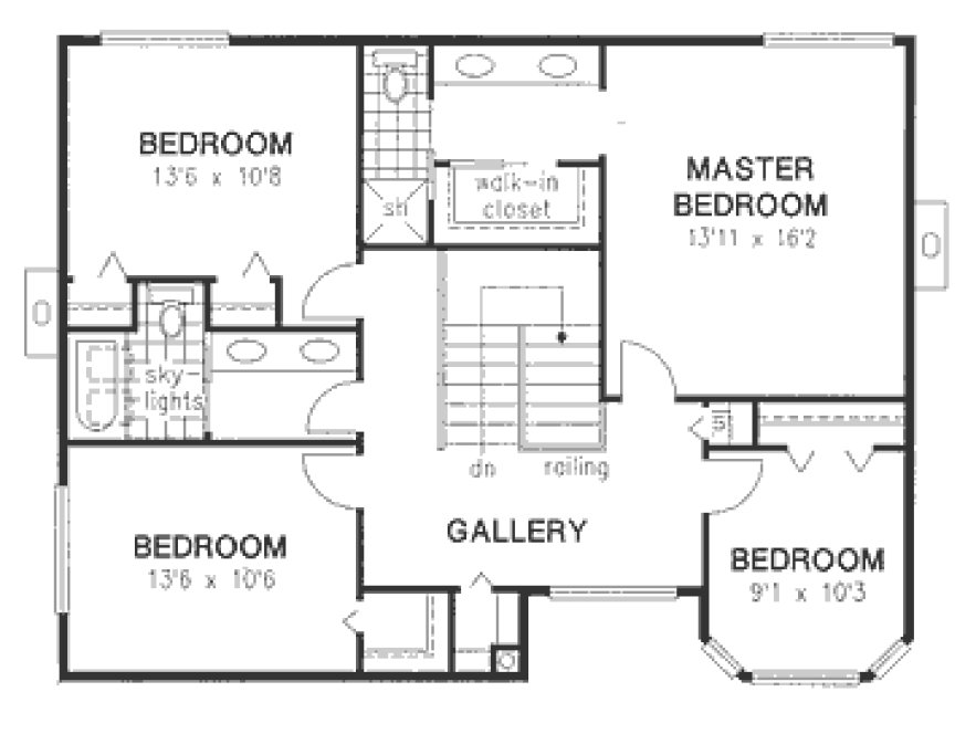 Second Floor Plan for House Plan #136598