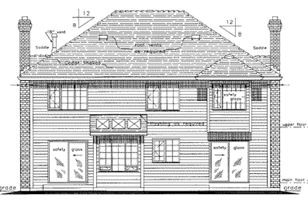 Rear Elevation for House Plan #134698