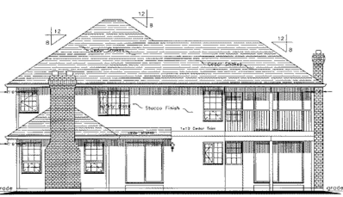 Rear Elevation for House Plan #135698