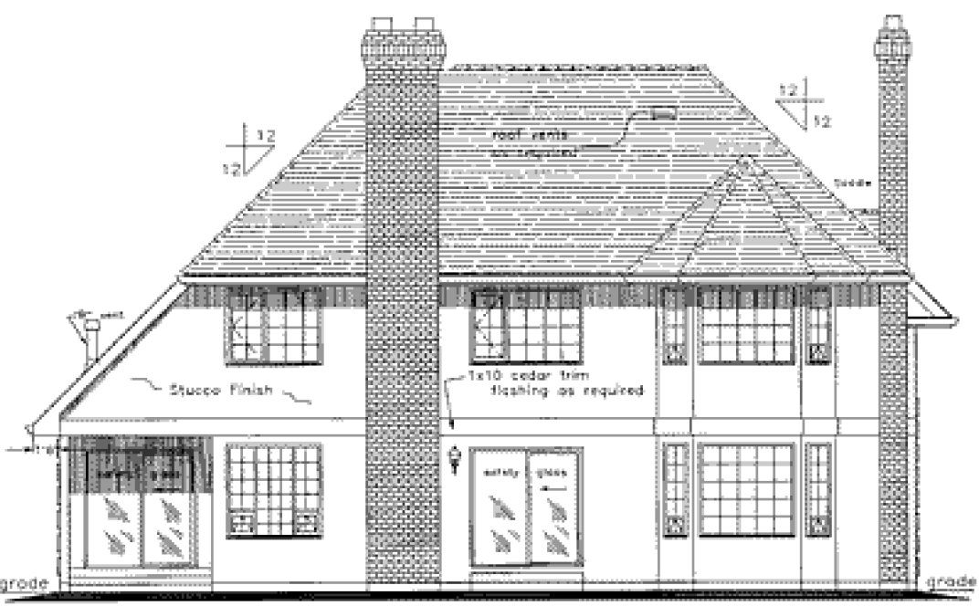 Rear Elevation for House Plan #138698