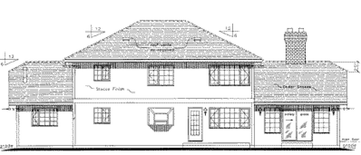 Rear Elevation for House Plan #131798
