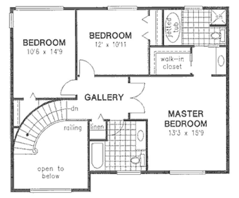Second Floor Plan for House Plan #131798