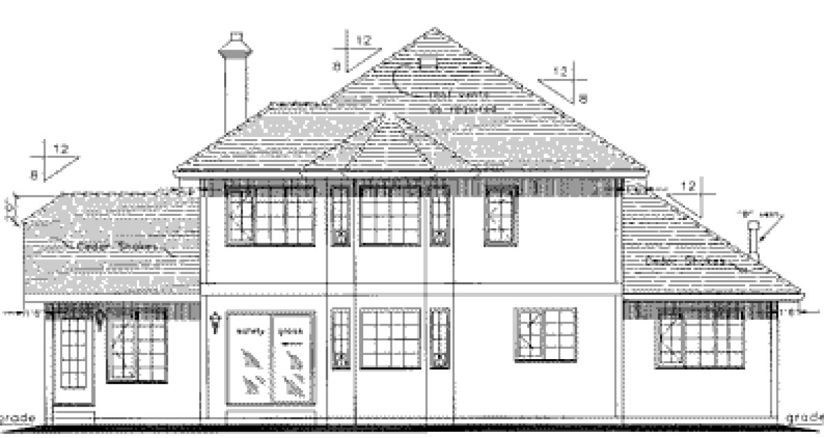 Rear Elevation for House Plan #132798