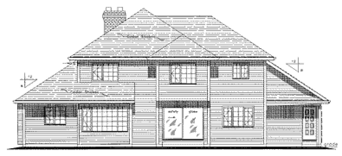 Rear Elevation for House Plan #136009