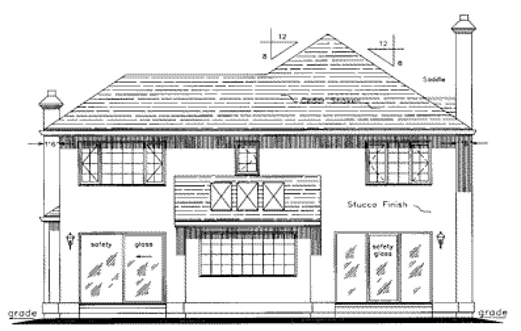 Rear Elevation for House Plan #137009