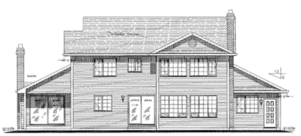 Rear Elevation for House Plan #138209