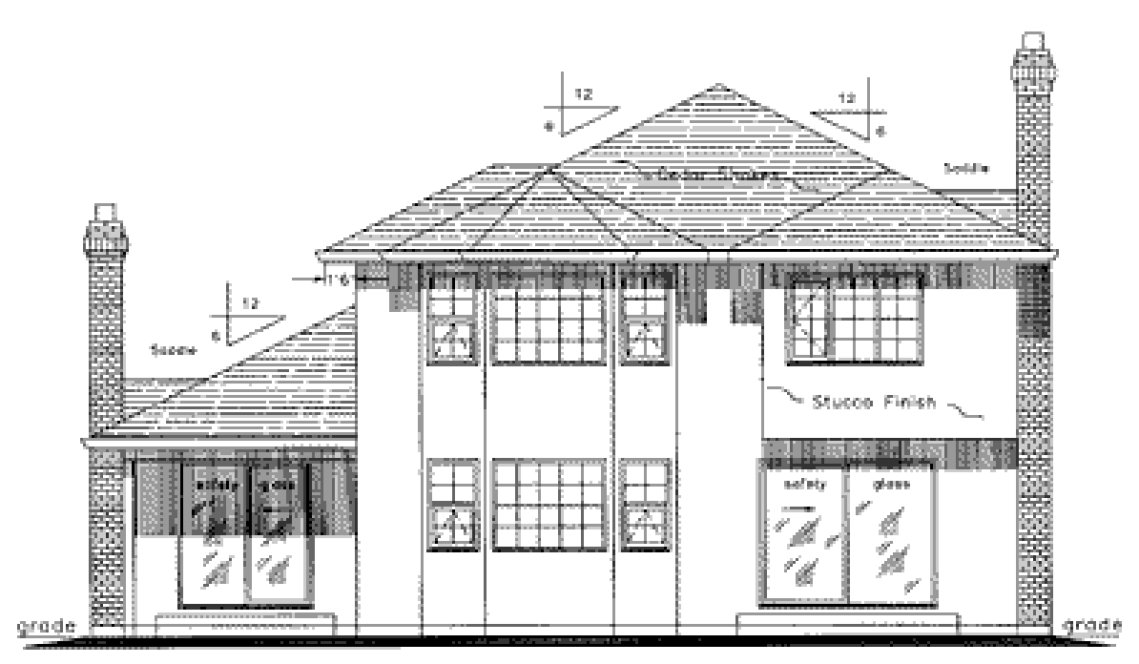 Rear Elevation for House Plan #138309