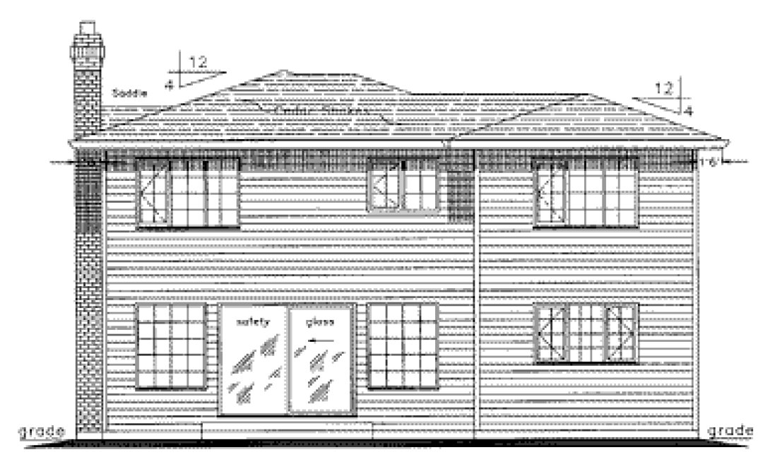 Rear Elevation for House Plan #139309