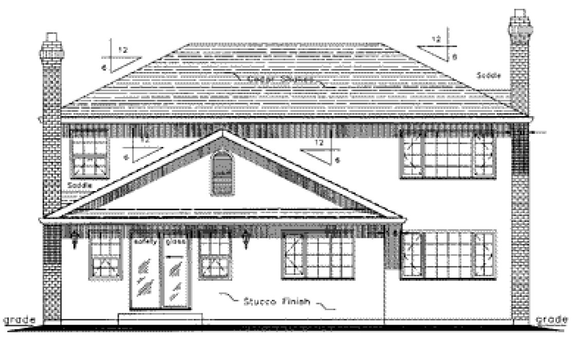Rear Elevation for House Plan #131409