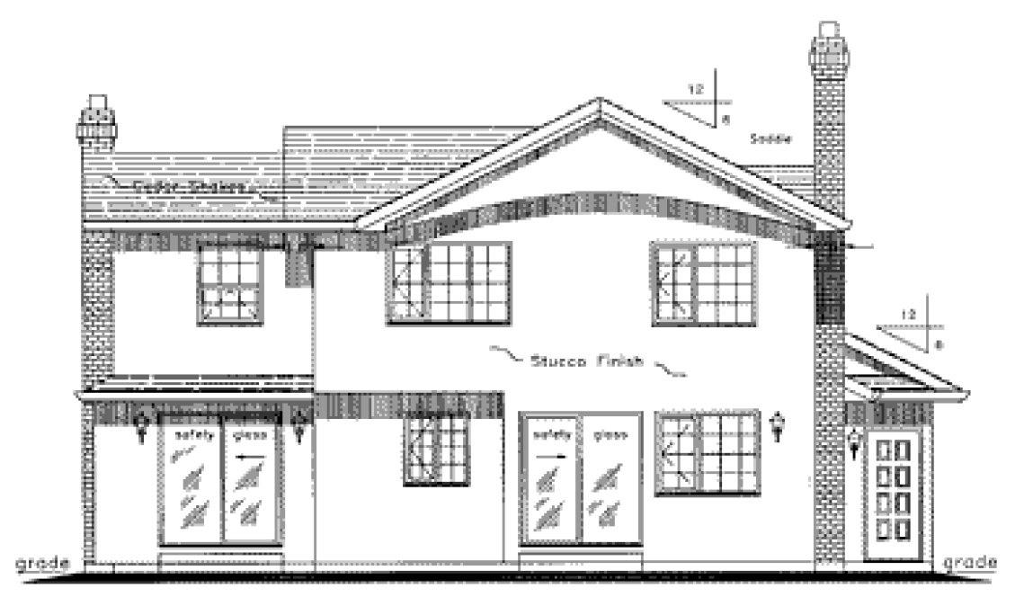 Rear Elevation for House Plan #133409
