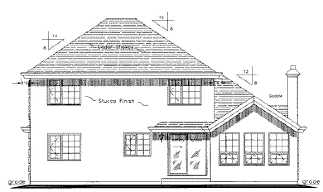 Rear Elevation for House Plan #134409