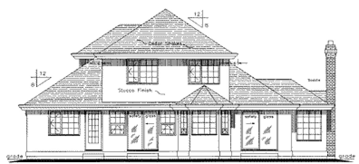 Rear Elevation for House Plan #135409