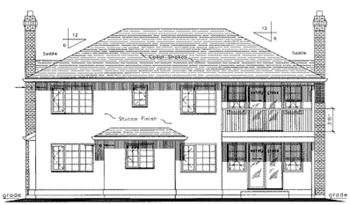 Rear Elevation for House Plan #136409
