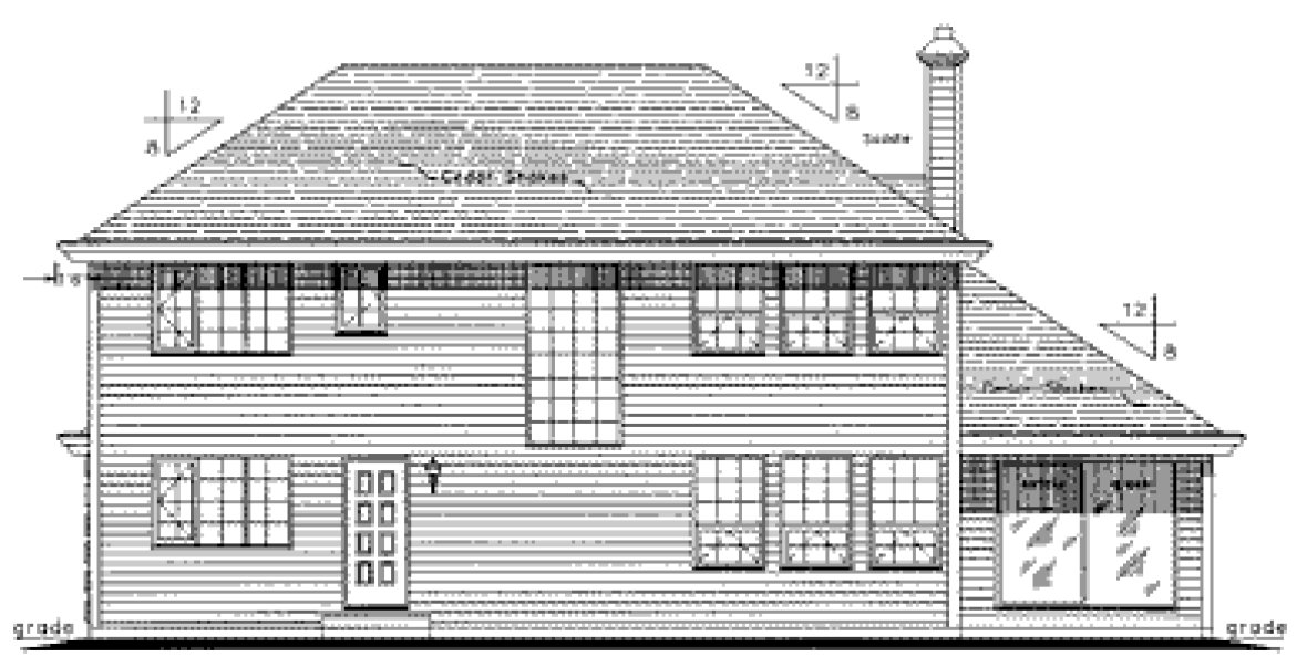 Rear Elevation for House Plan #139409