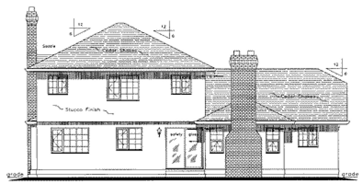 Rear Elevation for House Plan #130509