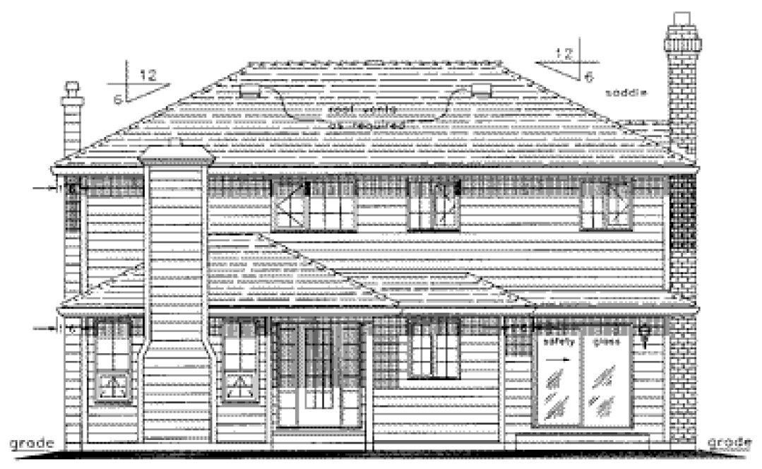 Rear Elevation for House Plan #138709